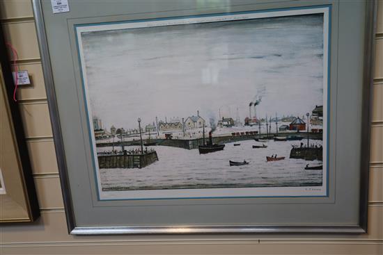 § Lawrence Stephen Lowry (1887-1976) The Harbour 17.25 x 22.75in.